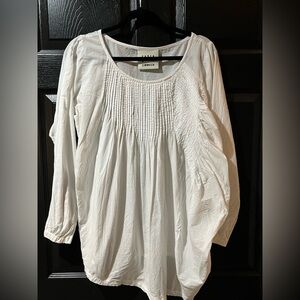 Karen Simonsen Asymmetric Pintuck Cotton Blouse